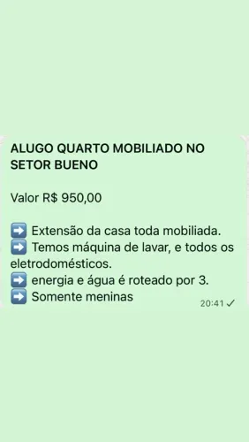 ALUGO QUARTO MOBILIADO SETOR BUENO