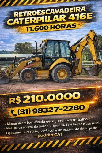 Retroescavadeira Caterpillar 416E 2016 - 11.600h - Revisada e Pronta para Trabalho