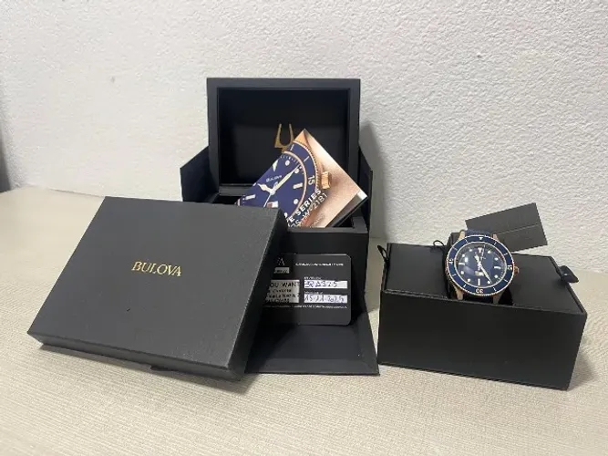 Relógio Bulova Archive Series "Mil-Ships" 98A325 - azul - Full Set - Zero