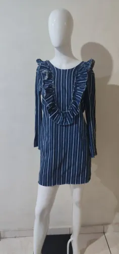 Vestido Jeans Listrado Zara P