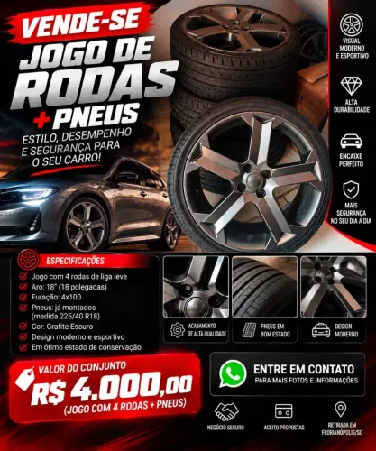 Rodas aro 18 com pneus novos 4x100 Montana Sport GM Chevrolet Krmai