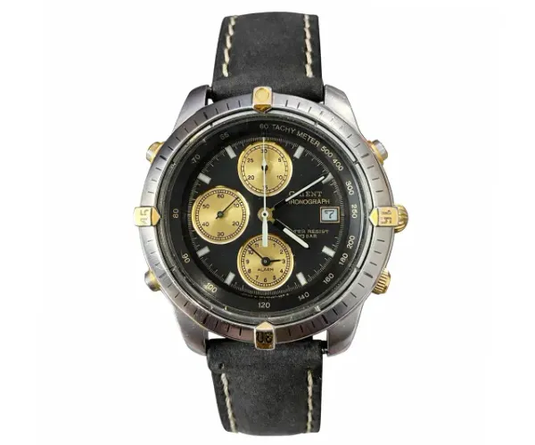 Relogio Orient Chronograph Masculino Mostrador Preto Dourado