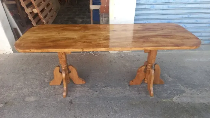 Mesa Rustica de Madeira Pinus Maciça 2m Mesa de Jantar para Cozinha e Sala