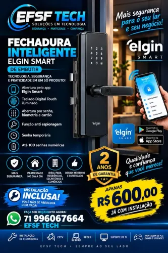 Fechadura Digital Elgin embutir + instalação