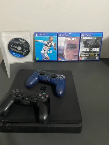 Ps4 Slim 1tb + controles + jogos 