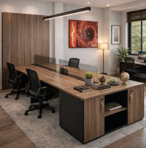 ESTACAO DE TRABALHO COM ARMARIO 4 lugares LOJA IKONOFFICE