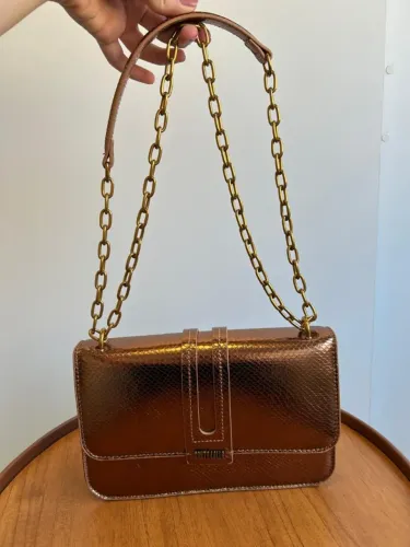 Bolsa Metalizada Bronze, Alça De Ombro - Santa Lolla
