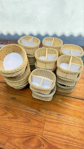 Kit porta condimentos em vime