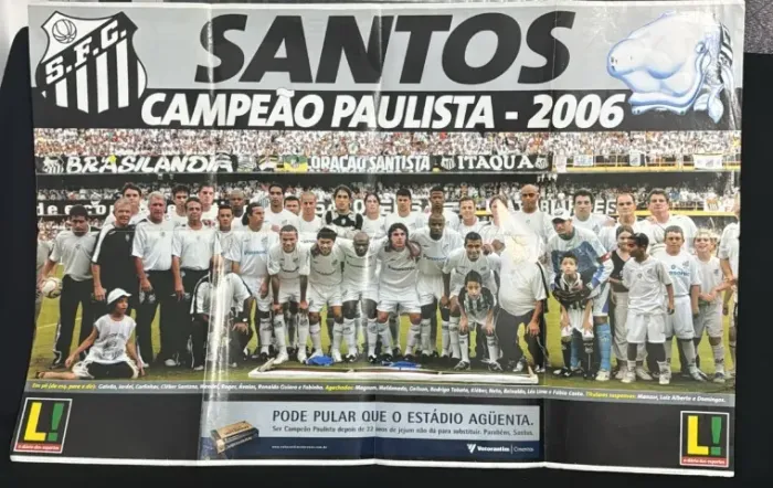 PÔSTER GRANDE SANTOS FUTEBOL CLUBE CAMPEÃO PAULISTA 2006