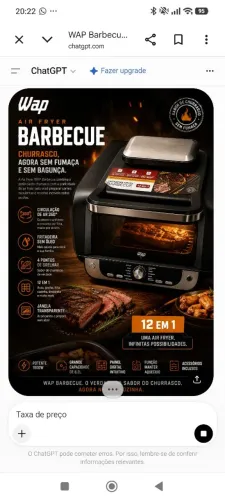 Air Fryer WAP Barbecue 12 em 1 - Sem Nova - Pouco Uso