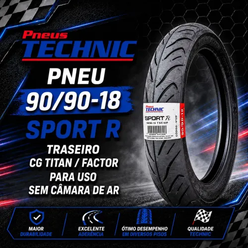 Pneu 90/90-18 Technic - Novo (1 pneu)