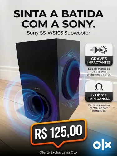 Subwoofer Sony Original (SS-WS103) - Graves Potentes e Profundos! Preço de Desapego!