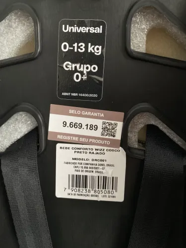 Bebê Conforto Cosco Wizz Preto Rajado - Impecável | 0 a 13 kg | Completo