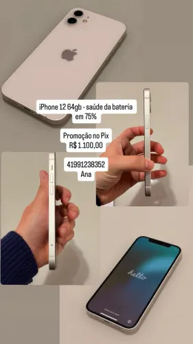 iPhone 12 64gb Saúde Bateria 75%