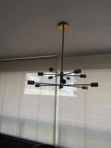 Lustre Sputnik Moderno De 12 Luzes Com Teto Dourado 