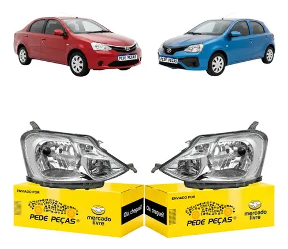 Par Farol Sinaleira Etios 2013 A 2018 Cromado Carcaça Cinza Ambos Lados