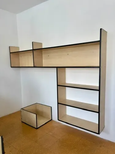 Armário Suspenso Modular Estilo Industrial 2,62m - Madeira Super Resistente