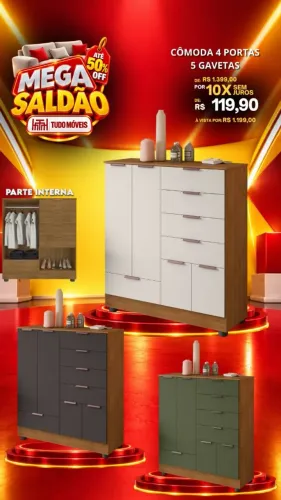 Cômoda 4 Portas 5 Gavetas
