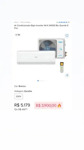AR CONDICIONADO ELGIN SPLIT  24.000 BTUS WI-FI INVERTER QUENTE E FRIO NA CAIXA $3,900