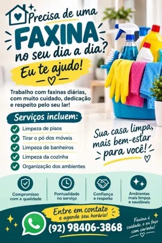Faço faxina.