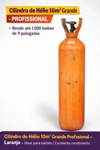 Cilindro de Gás Hélio Grande - 10 m³ 