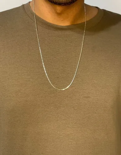 Corrente Social modelo chapeada com pingente 