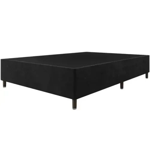Base Box casal Suede Preto Estrutura em Madeira de Eucalipto Domus