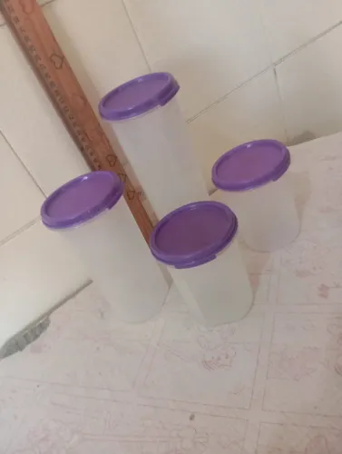 Jogo 4 Potes Modulares Ovais Tupperware Roxo - Organizador Despensa