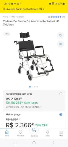 Cadeira de banho ortobras nova Foto ilustrativa mesmo modelo preço $1.200