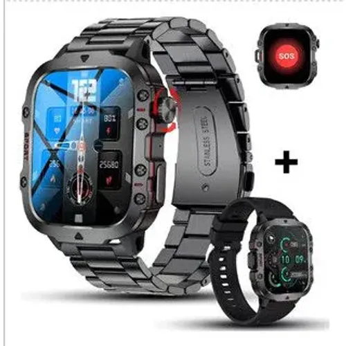 Smartwatch QX11 Preto + Pulseira de Aço