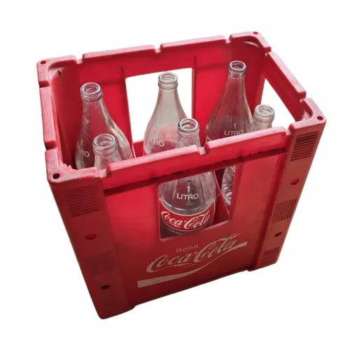 Engradado de plástico da Coca cola com 6 garrafas de vidro 1 Litro