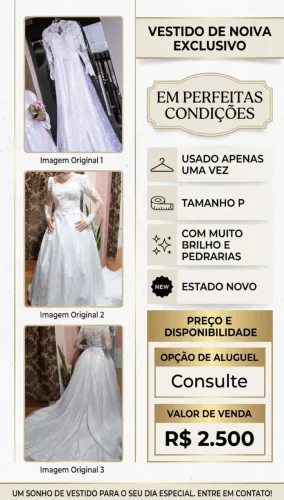 ?Vestido de noiva exclusivo usado apenas uma vez, ?