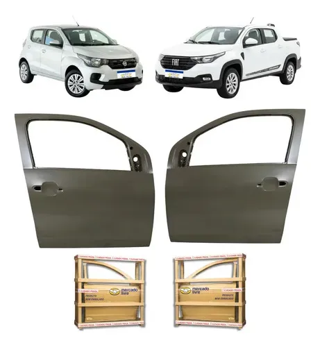 Par Portas Dianteira Fiat Mobi 2016 2017 18 A 25 2026 Nova Dianteira Ambos Os Lados Cinza
