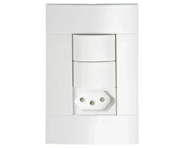KIT 5 CONJ 2 INTERRUPTORES SIMPLES + TOMADA 2P+T 10A 250V PL/BR LUNARE PRM44721