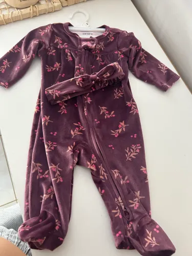Macacão bebê em plush com faixa de cabelo - vinho | Carter's