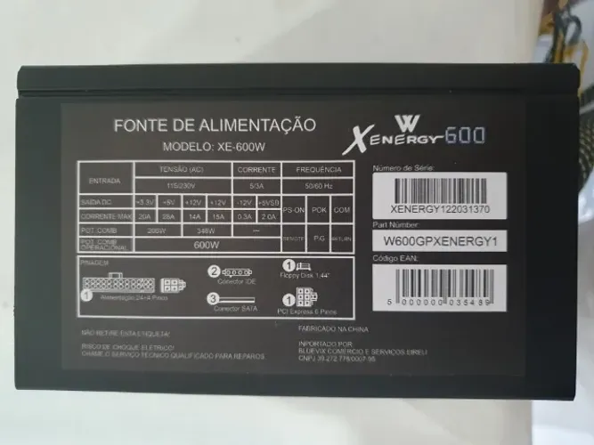 Fonte 600w X Energy R$ = 110,00
