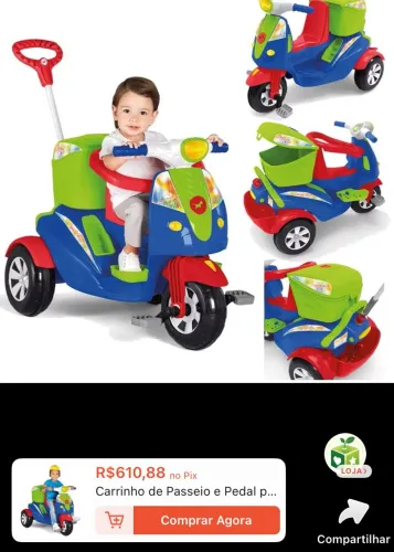 Vendo carrinho infantil de empurrar modelo motinha