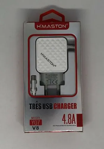 Carregador de Celular de Parede HMaston com 3 Saídas USB Turbo 4.8A Novo na Caixa