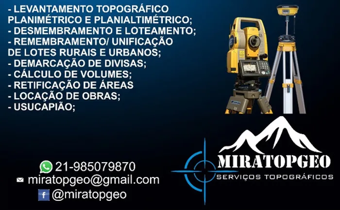 Serviços Topográficos/ Topografia / Georreferenciamento / Retificação / Topógrafo