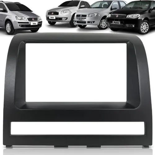 Moldura Painel 2 Din Multímidia Dvd Mp5 Fiat Palio / Strada / Idea / Siena 2005/ - Preto