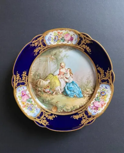 Prato de parede Sevres 1844 - Chateau de Tuileries - Rei Luis Felipe