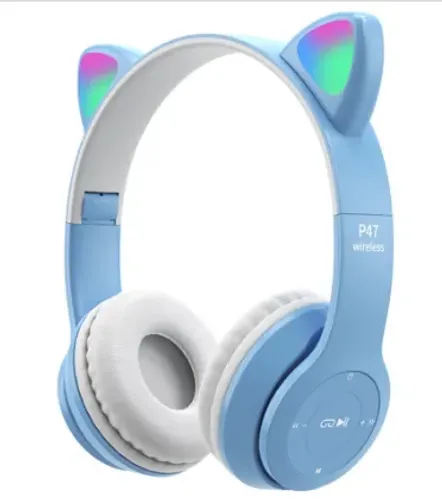 Headphone Fone De Ouvido Gatinho Sem Fio Bluetooth P47 Com Orelha De Gato De Led RGB z392
