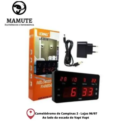 Relógio De Led Digital Le-2115 Lelong