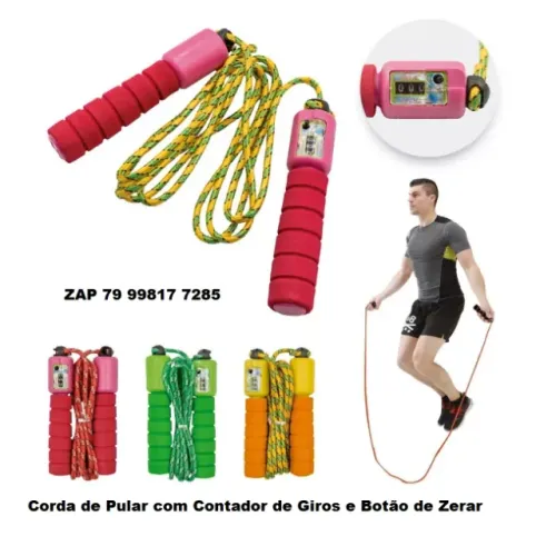 Corda De Pular Com Contador De Giros Cross Exercicio Funcional 2,60m Ajustável