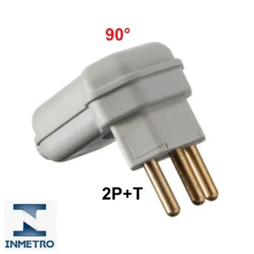 plugue de tomada 20a macho 90° 3 pinos cinza