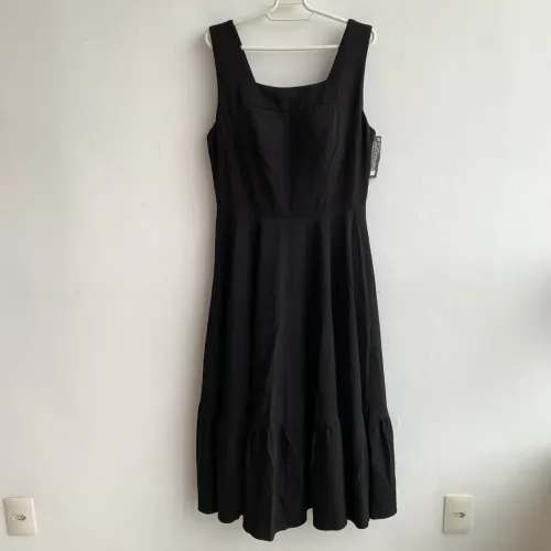 Vestido Longo Preto Crepe Drama 