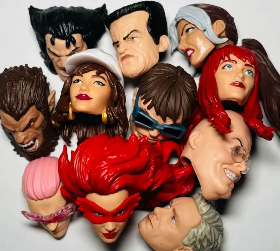 Marvel Legends lote 11 cabeças (altura: 2 cm em média) X-Men e Homem-Aranha Personagens