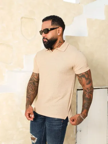 Camisa Polo Bege Masculina Elegante