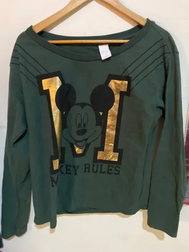 Moletom blusão Mickey mouse rules Disney - verde com dourado GG