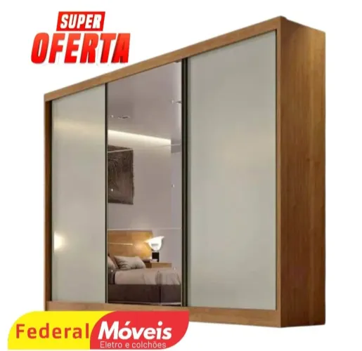 Guarda Roupa 3 Portas e 4 Gavetas com Espelho Novo - Qualidade e Charme!